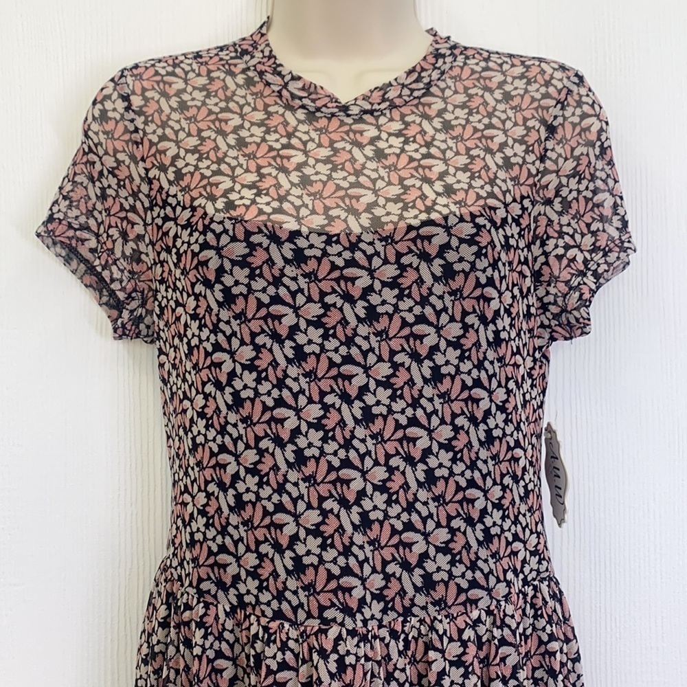 AUW - NWT Floral Black And Pink Lined Maxi Dress Size L - Picture 4 of 14